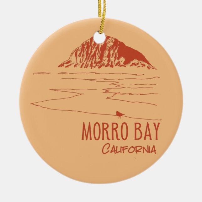 Morro Bay California Morro Rock Ceramic Tree Decoration (Front)