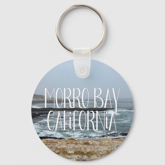 Morro Bay California Ocean Waves Photography Key Ring (Front)