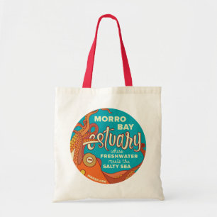 Morro Bay Estuary Octopus Tote with Red Handles Bag