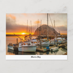 Morro Bay Harbour At Sunset Postcard