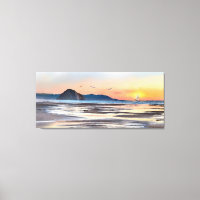 Morro Bay Sunset Sail Watercolor Canvas Print
