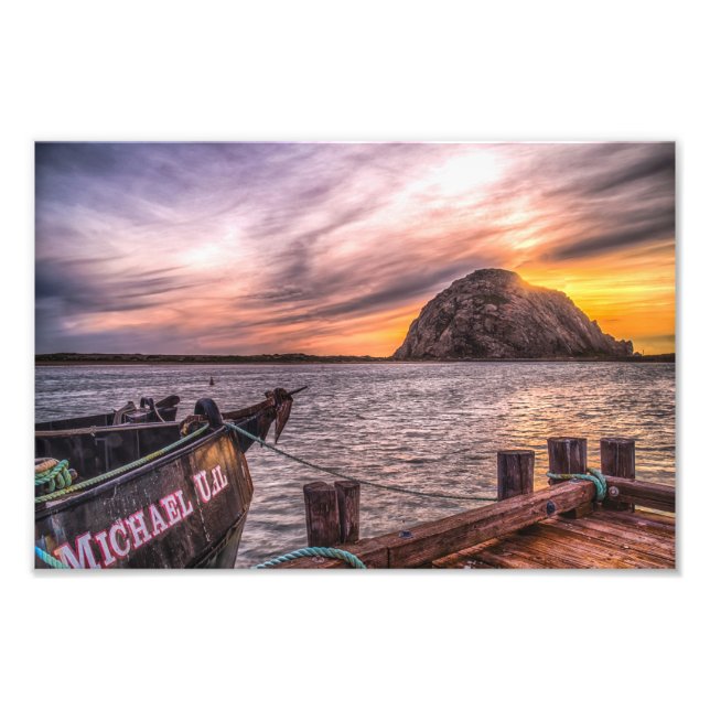 Morro Rock At Dusk Photo Print (Front)
