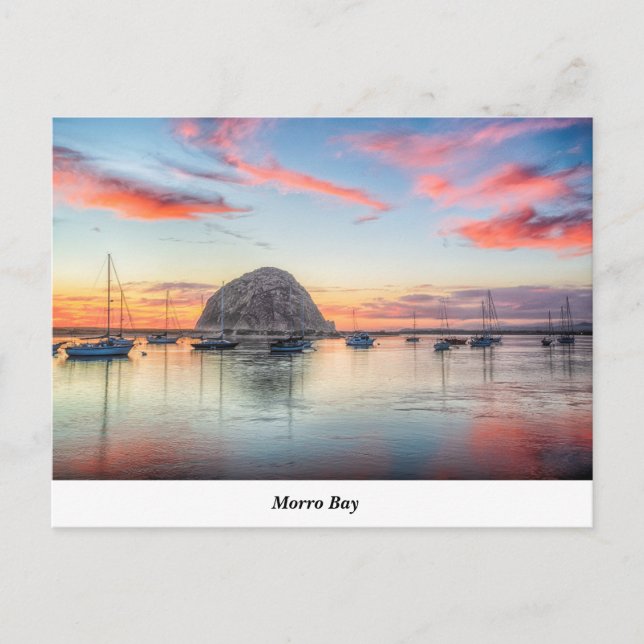 Morro Rock At Dusk Postcard (Front)