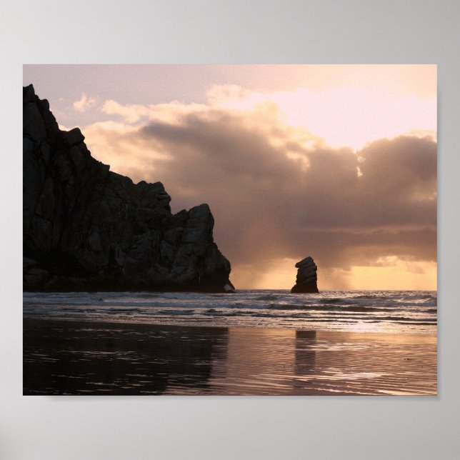 Morro Rock Beach Sunset Photo Poster (Front)