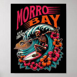 Morro Y California Est 1870 Skeleton Surfer Poster