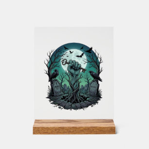 Mors Zombie Hand Skeleton Key Tombstone Ravens Hal Acrylic Sign