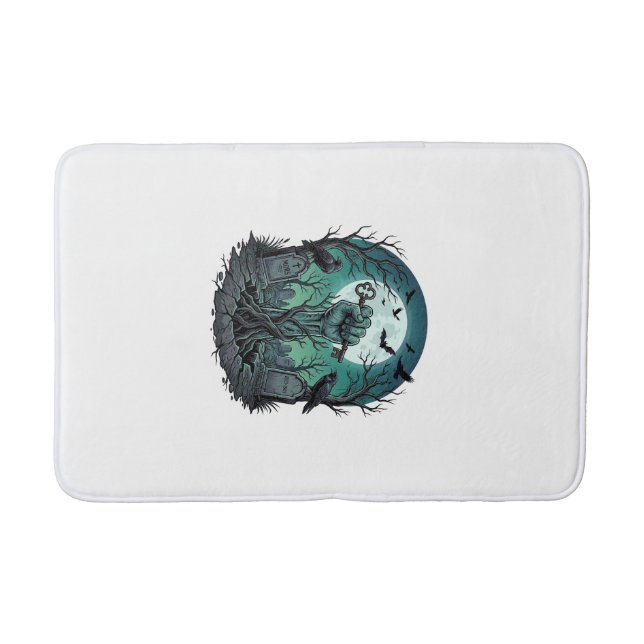 Mors Zombie Hand Skeleton Key Tombstone Ravens Hal Bath Mat (Front)