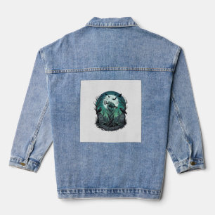 Mors Zombie Hand Skeleton Key Tombstone Ravens Hal Denim Jacket