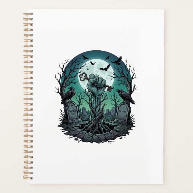 Mors Zombie Hand Skeleton Key Tombstone Ravens Hal Planner (Front)