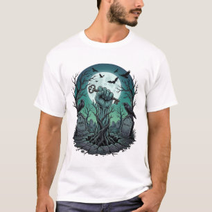 Mors Zombie Hand Skeleton Key Tombstone Ravens Hal T-Shirt
