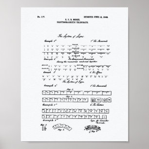 Morse Code 1848 Patent Art White Paper Poster