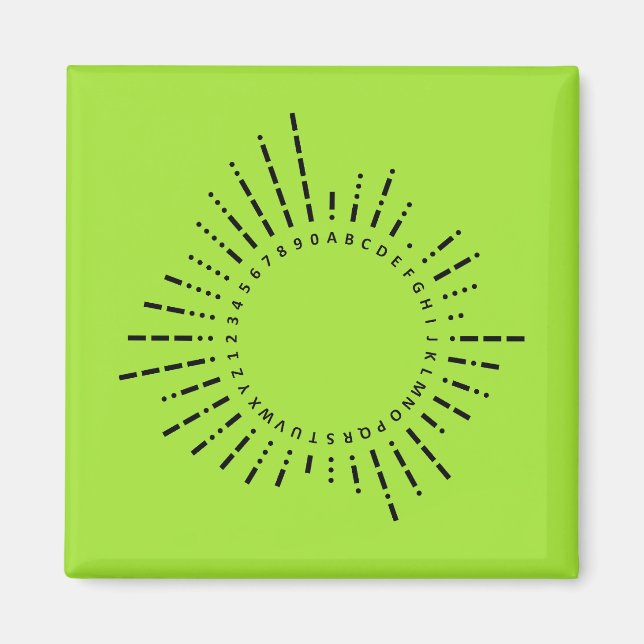 Morse Code Alphabet – Neon Lime Tech Magnet (Front)