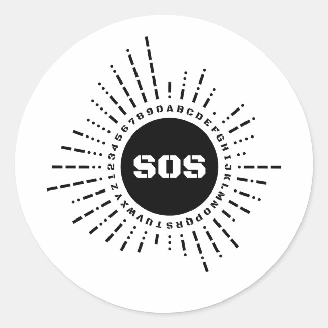 Morse Code Alphabet SOS Classic Round Sticker (Front)