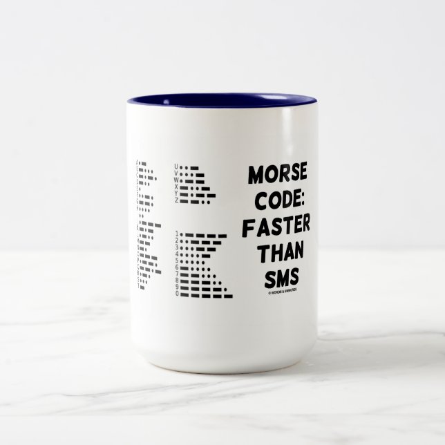 Morse Code: Faster Than SMS (International Morse) Two-Tone Coffee Mug (Center)
