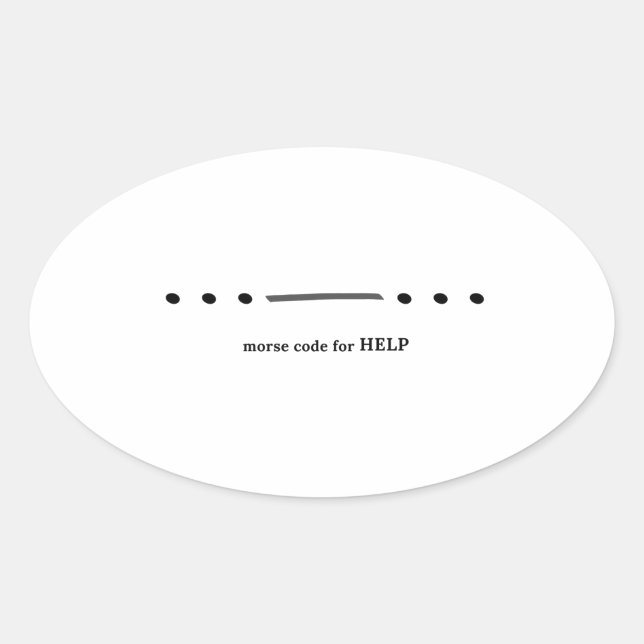 Morse code for HELP Oval Sticker (Front)