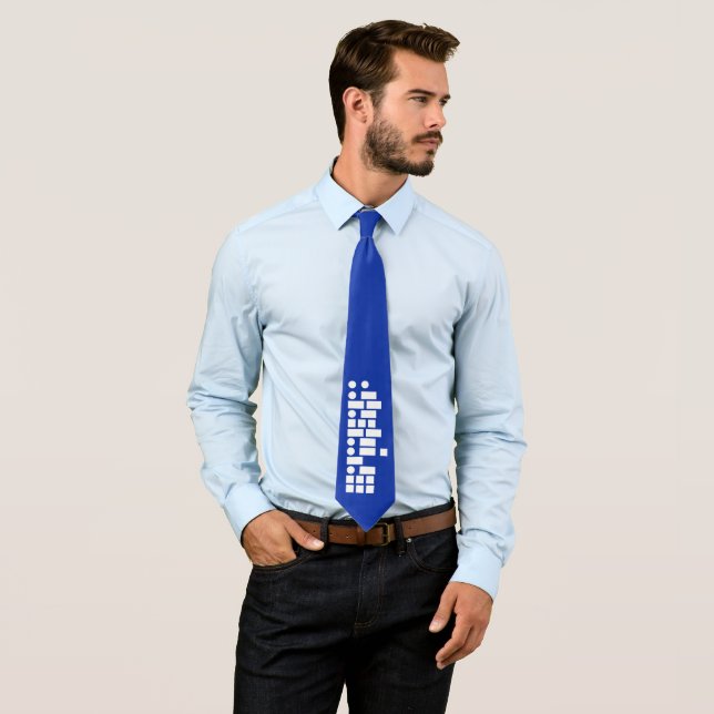 Morse Code "I Am a Smartass" Funny Cool Blue Tie (In Situ)