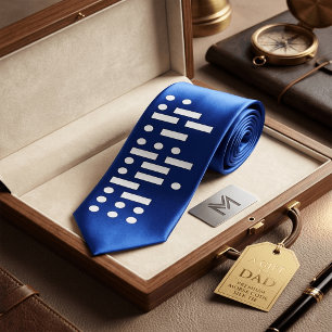 Morse Code "I Am a Smartass" Funny Cool Blue Tie