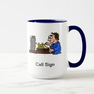 Morse Code Male Operator Brown Hair Mug  Customise
