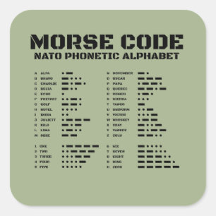 Morse Code NATO Alphabet Tactical Signal Chart A Z Square Sticker