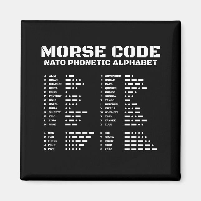 Morse Code & NATO Educational Design Magnet (Front)