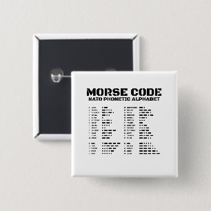 Morse Code NATO Phonetic Alphabet 15 Cm Square Badge