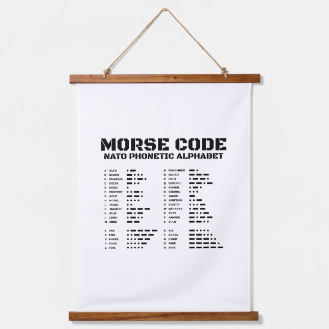 Morse Code NATO Phonetic Alphabet Hanging Tapestry (Front)