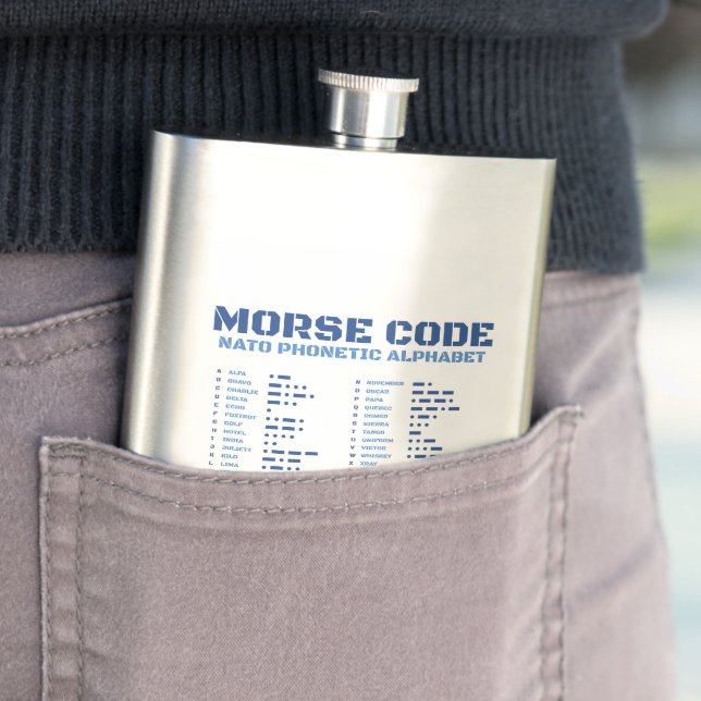 Morse Code NATO Phonetic Alphabet Hip Flask (In Situ)