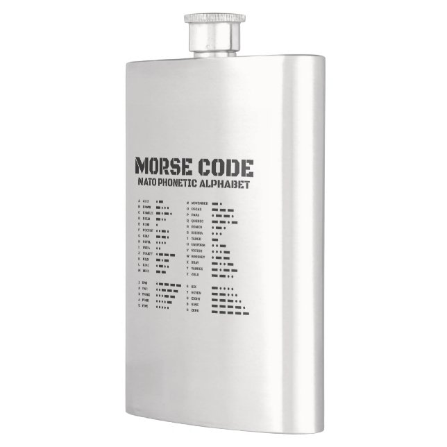 Morse Code NATO Phonetic Alphabet Hip Flask (Left)