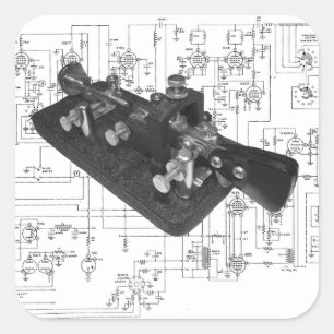 Morse Code Radio Key Schematic Square Sticker