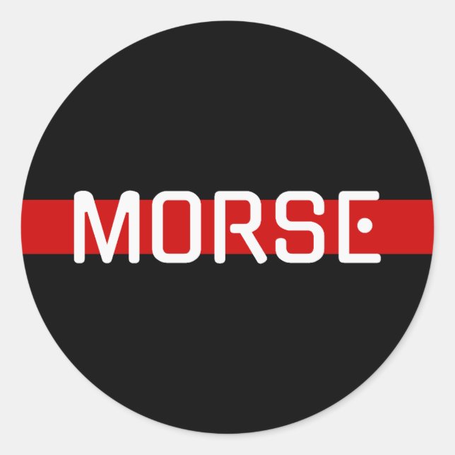 MORSE Code Red Line Design Classic Round Sticker (Front)