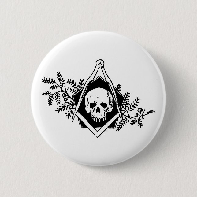 Mortality Square and Compasses 6 Cm Round Badge (Front)