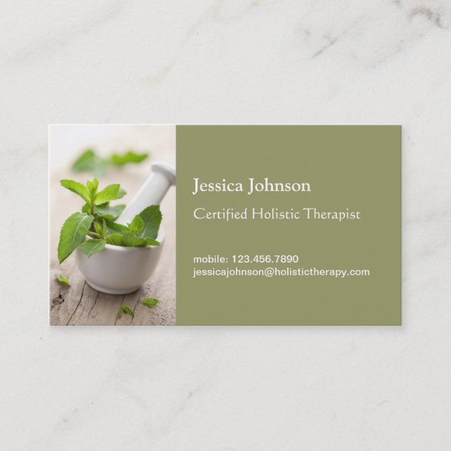 Mortar and Pestle Holistic Therapy Business Card (Front)
