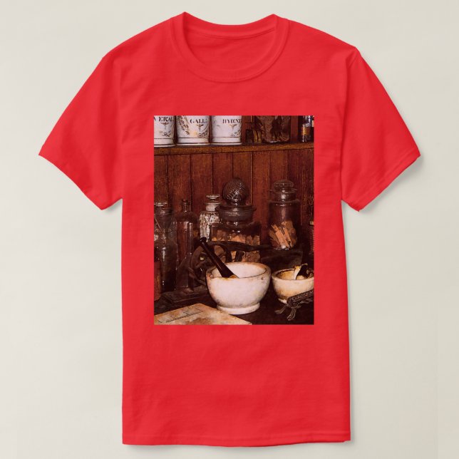 Mortar and Pestle in Drug Store T-Shirt (Design Front)