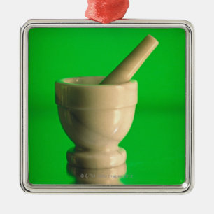 Mortar and pestle metal tree decoration