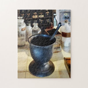 Mortar and Pestle Near Medicine Bottles Jigsaw Puzzle