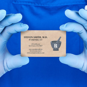 Mortar and Pestle   Pharmacist   Rx Symbol Business Card