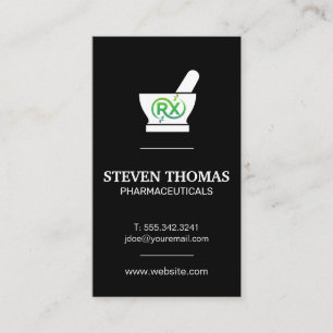 Mortar and Pestle Rx Green Symbol Business Card