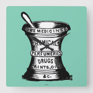 Mortar And Pestle Square Wall Clock