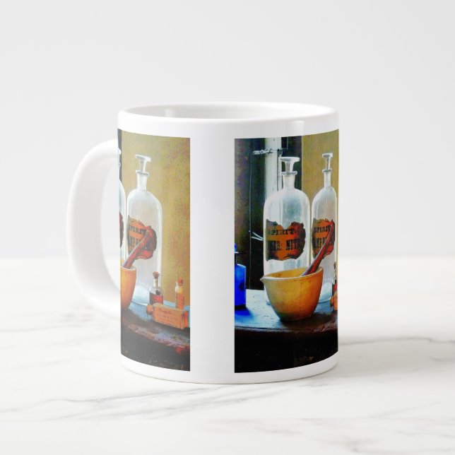 Mortar and Pestle With Bottles Large Coffee Mug (Front Left)