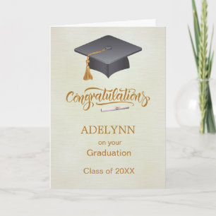 Mortar cap and diploma Graduation Congratulations  Card