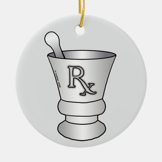 Mortar Pestle Ceramic Tree Decoration (Front)