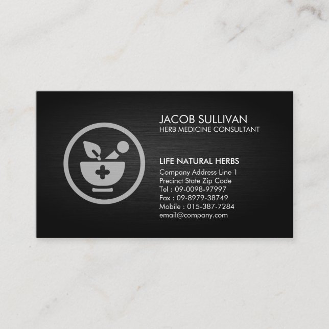 Mortar Pestle Herbal Medicine Herbs Business Card (Front)