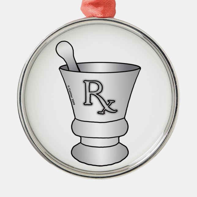 Mortar Pestle Metal Tree Decoration (Front)