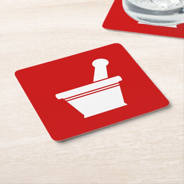 Mortar & Pestle Square Paper Coaster (Angled)