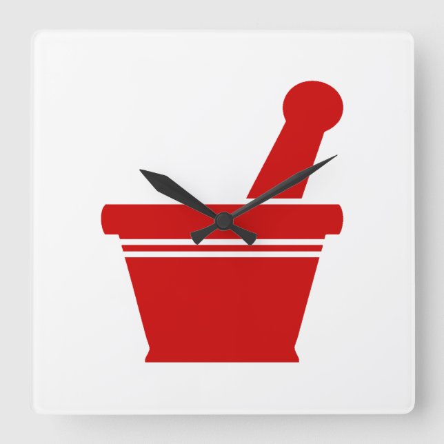 Mortar & Pestle Square Wall Clock (Front)