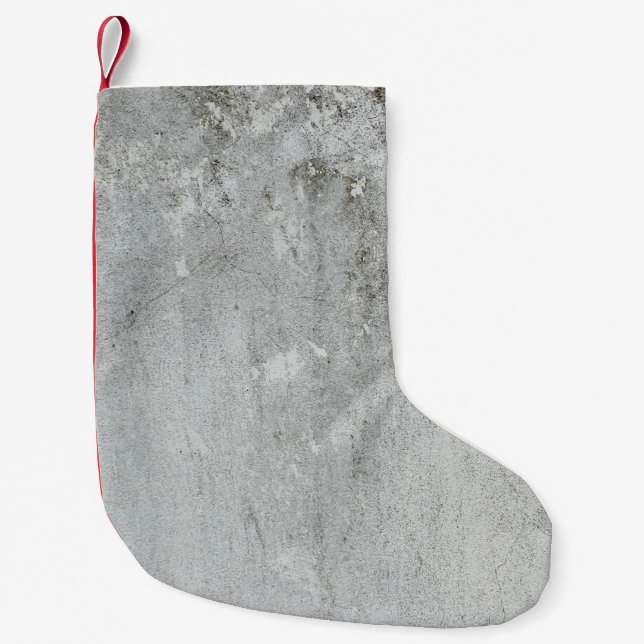 Mortar wall aged grey white black small christmas stocking (Front)