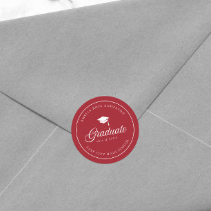 Mortarboard Script Editable Colour Graduate Classic Round Sticker