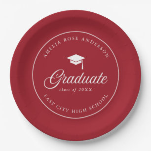 Mortarboard Script Editable Colour Graduate Paper Plate