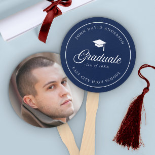 Mortarboard Script Editable Colour Graduate Photo Hand Fan
