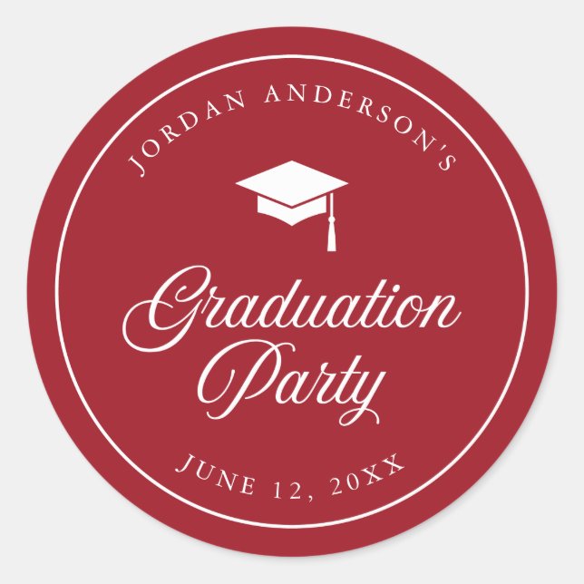 Mortarboard Script Editable Colour Graduation Part Classic Round Sticker (Front)